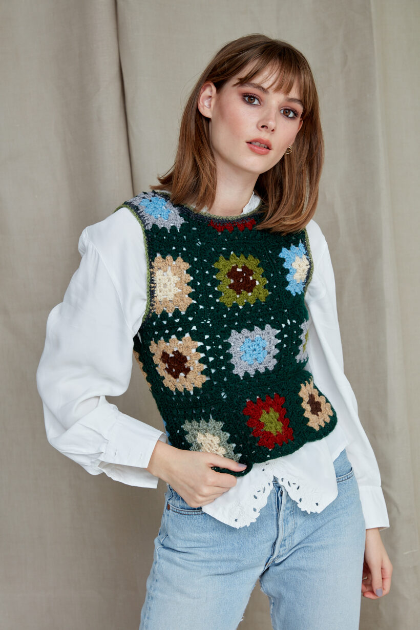 Collect23 Remade Green square cottage vest