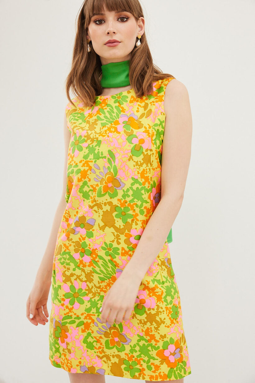Sixties floral cotton dress - Image 3